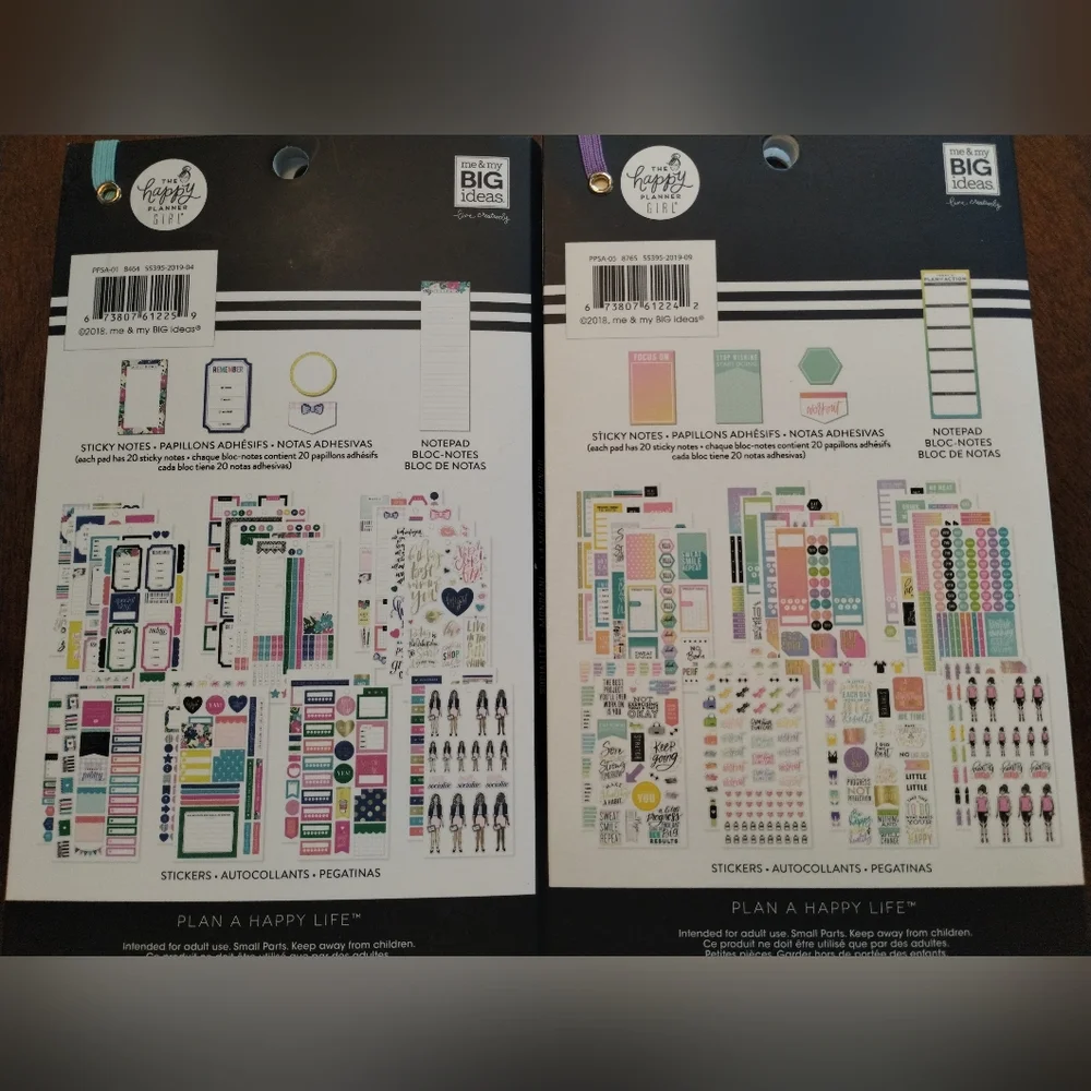 The Happy Planner Sticker Collection, 2 Books Healthy Hero Fitness and Socialite